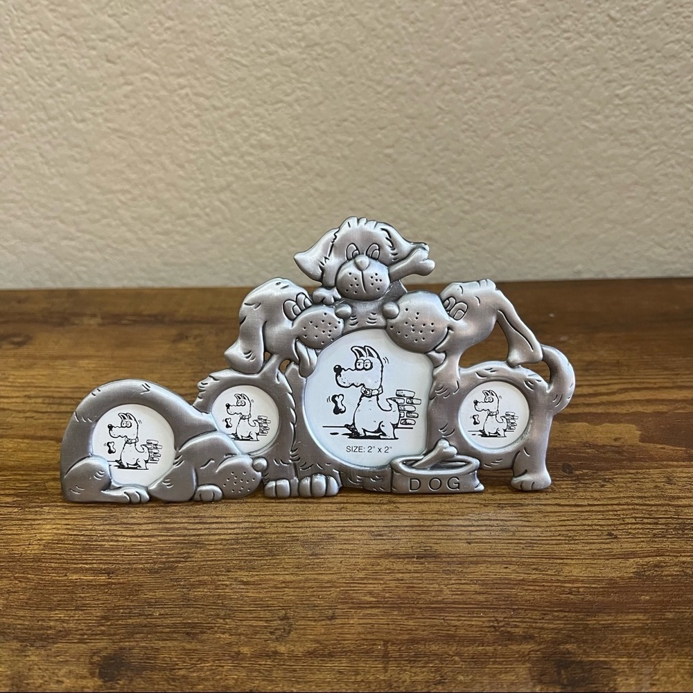 ABC DISTRIBUTING INC ADORABLE PEWTER 4 DOGGY 4" TALL X 7 3/8" PICTURE FRAME CUTE